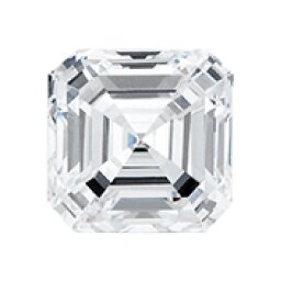 Asscher-cut loose diamond, face-up view