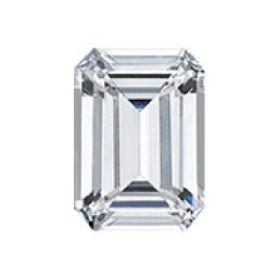 Emerald-cut loose diamond, face-up view