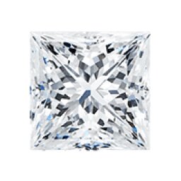 Princess-cut loose diamond, face-up view